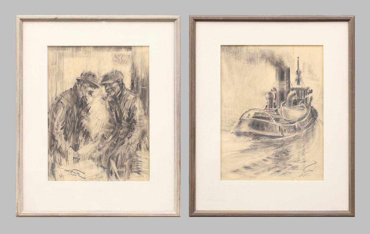 MAX ERIK OHLSSON. Pencil on paper, 2 bear signature and dated 54 and 55.