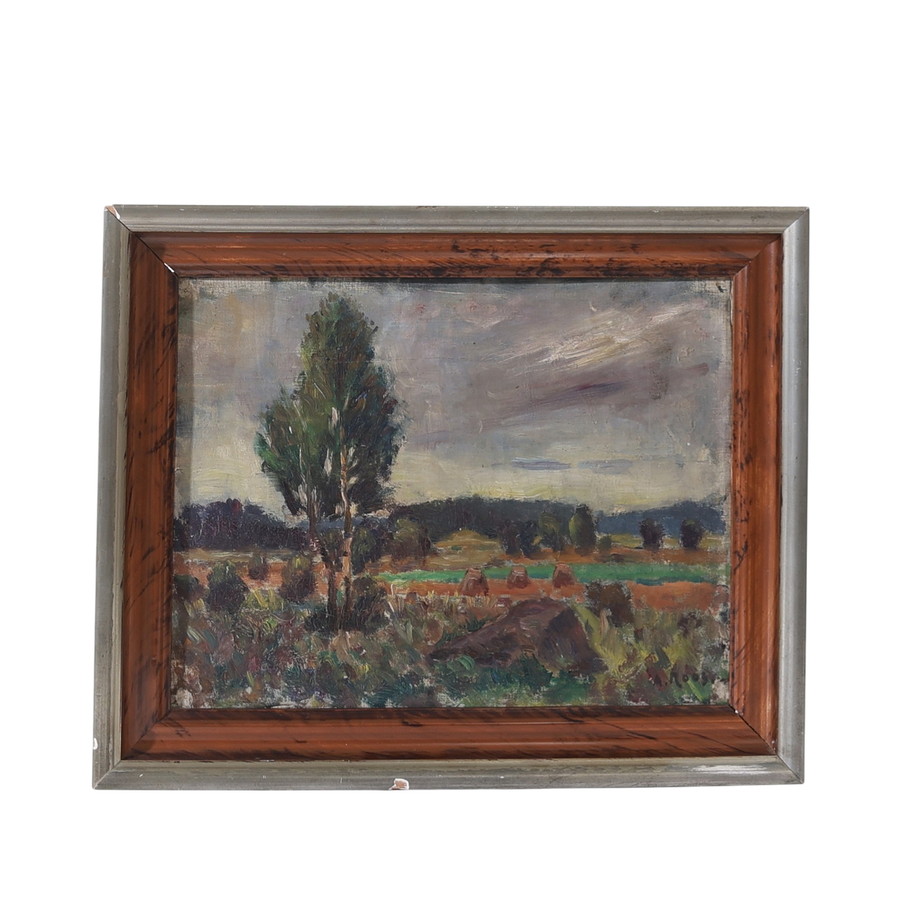 ALEXANDER  ROOS. Olja på pannå, landskapsmotiv, signerad.