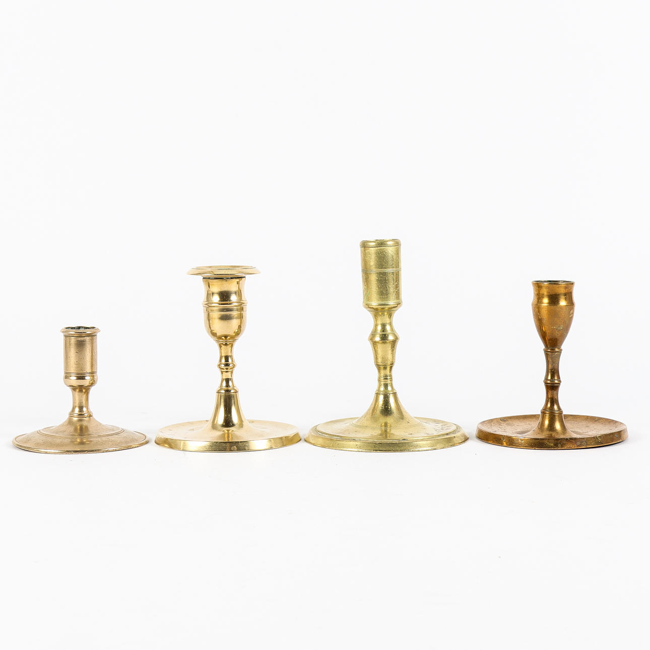 CANDLESTICKS 4 pieces, brass and ore, antique.