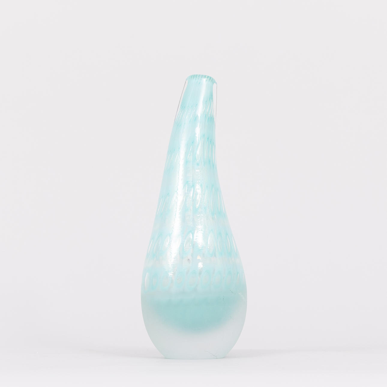 A vase, green-blue tinted, mid 20th century, unsigned.