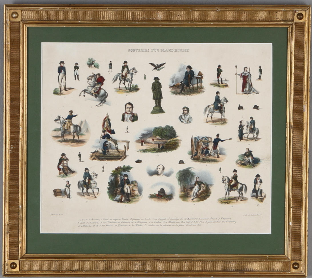 TRYCK, kolorerat, "Souvernirs d´un grand homme", 1800-talets slut.