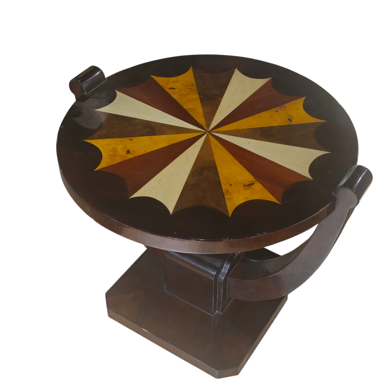 Art Deco side table in contrasting woods.