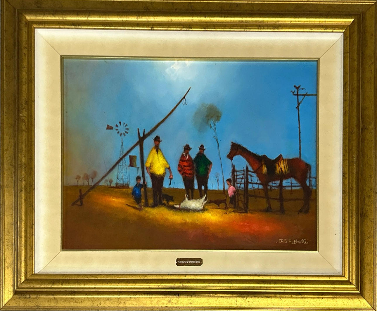 A GILT FRAMED OIL ON BOARD BY ALAN FLEMING.