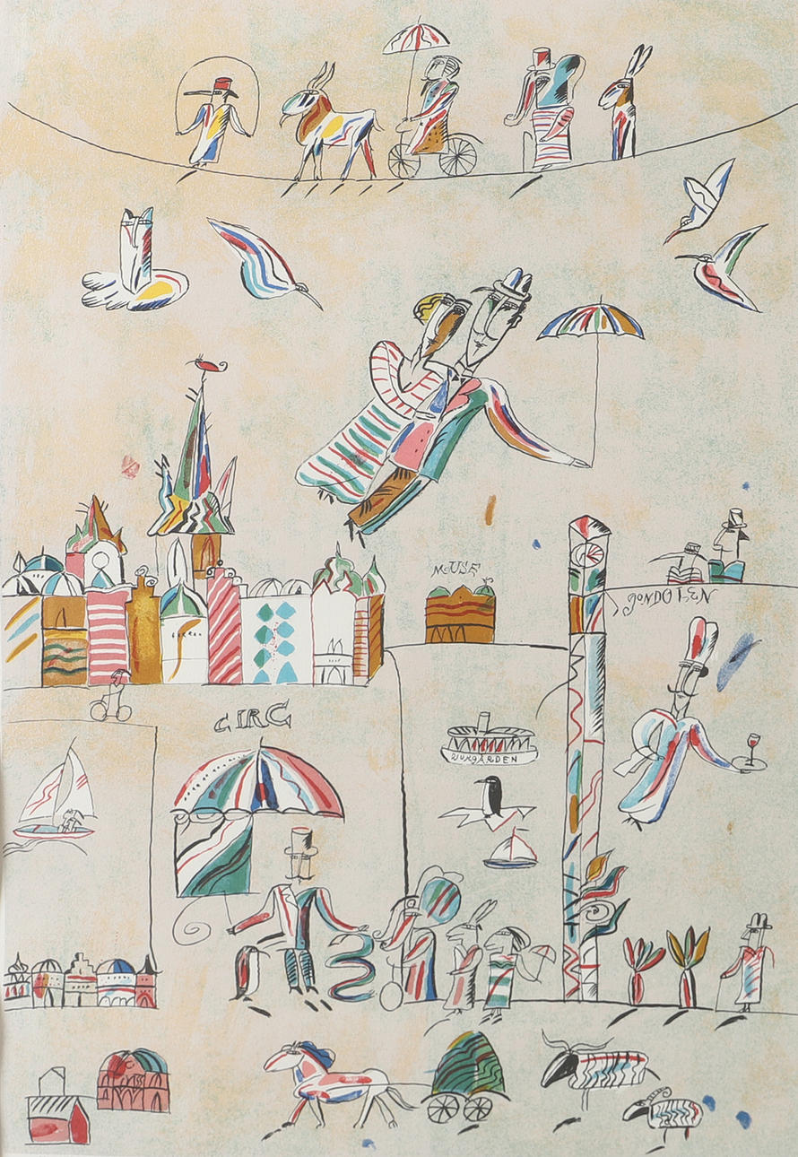 MADELEINE PYK. Composition, lithograph in colours, signed M. Pyk.