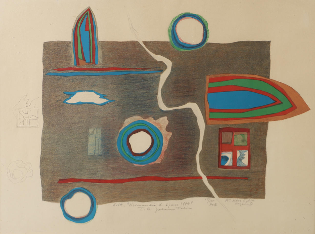 FELIX HATZ. Komposition, färglitografi, signerad Hatz.