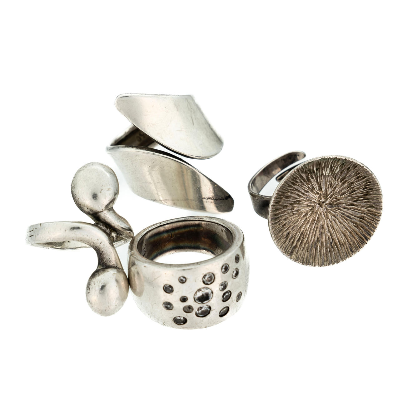 COLLECTION RINGS, 4 pcs, Silver/ Sterling Silver.