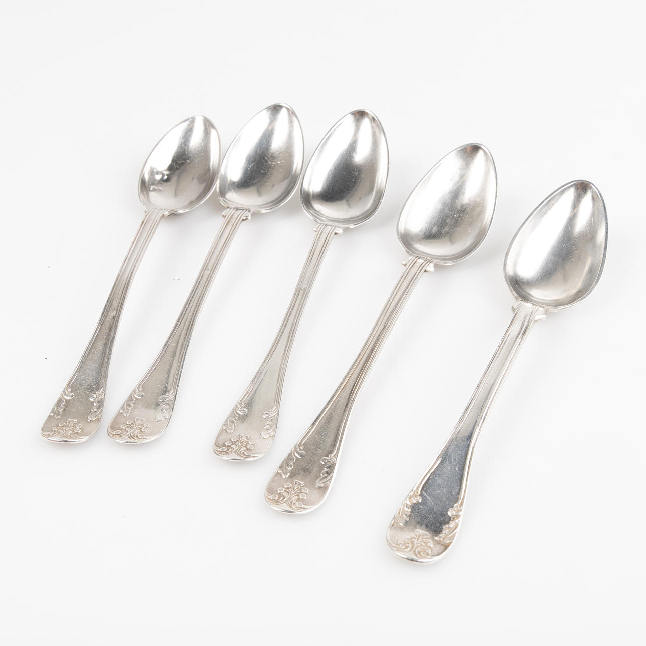 TEASPOONS, 5 pcs. silver, stamped 1875-1877.