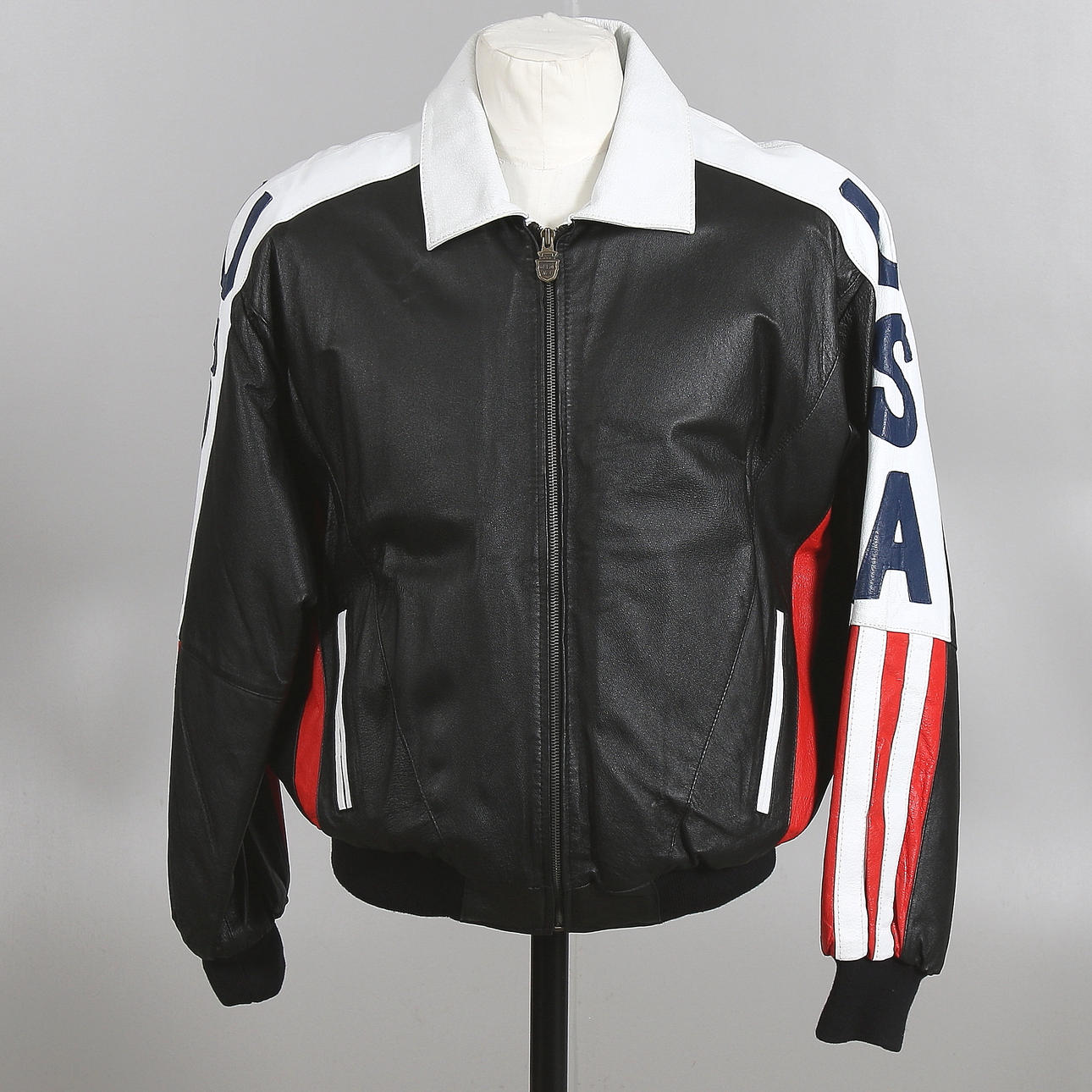 JACKA, skinn, "U.S.A.", Michael Hoban, Heremi, 2000-tal. Strl. XL.