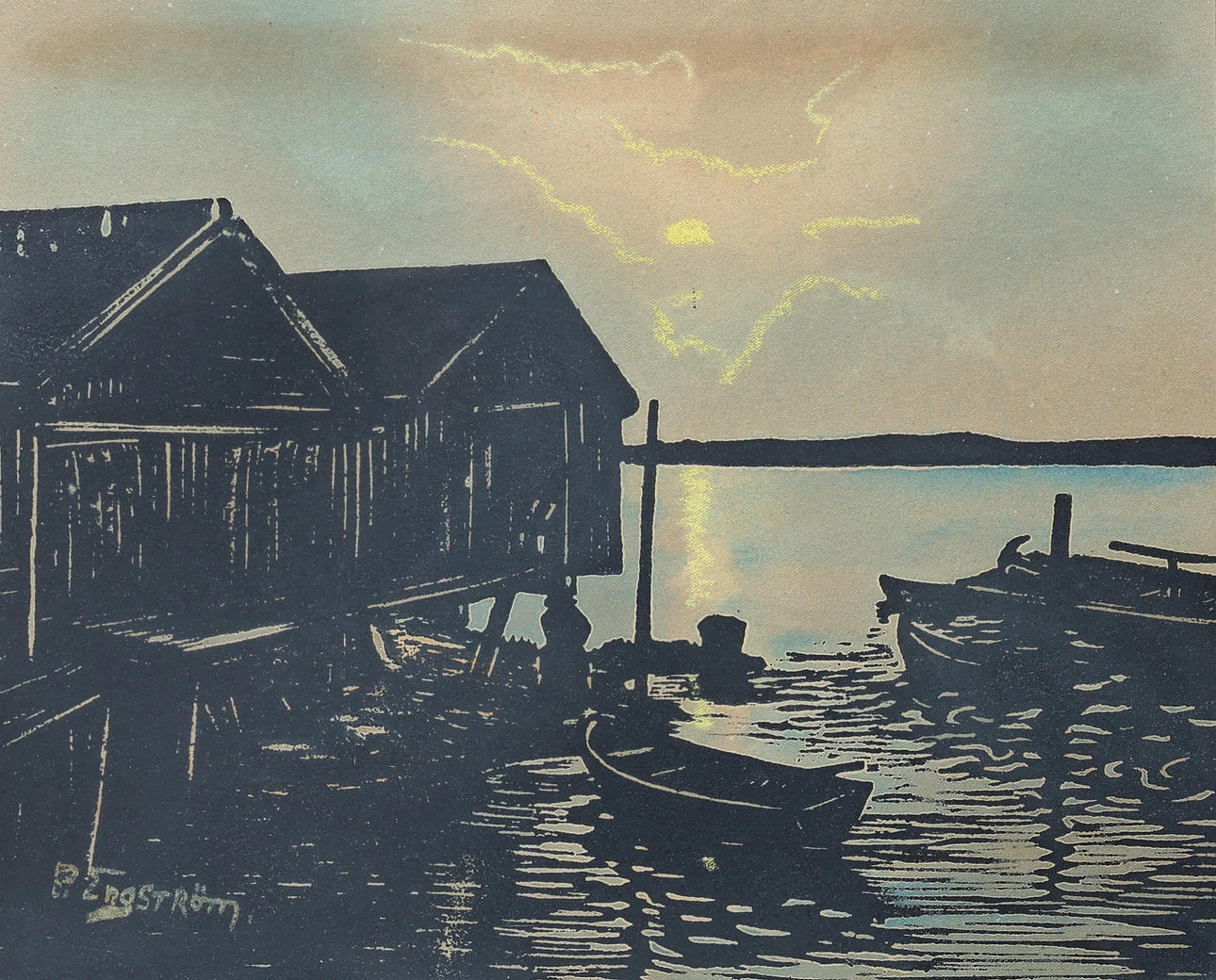 PER ENGSTRÖM. Woodcut, signed.