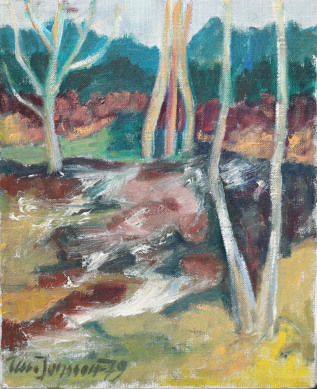 UNIDENTIFIED ARTIST. Oil on canvas, signed, dated 79.