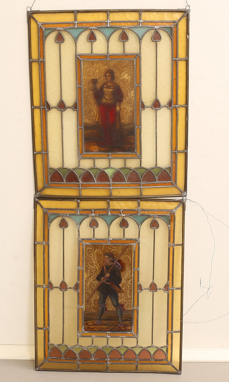 WINDOW DECORATIONS, 2 pieces, stained glass.
