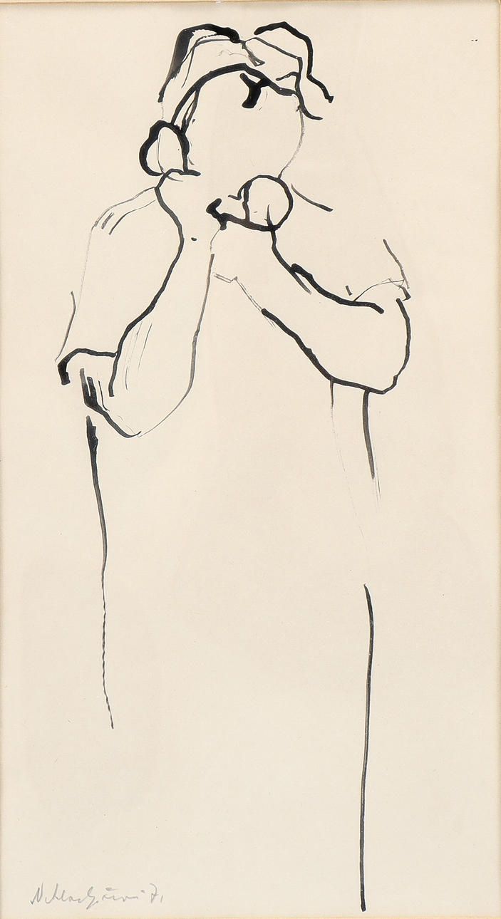 NIKLAS GÖRAN. Ink drawing, signed -71.