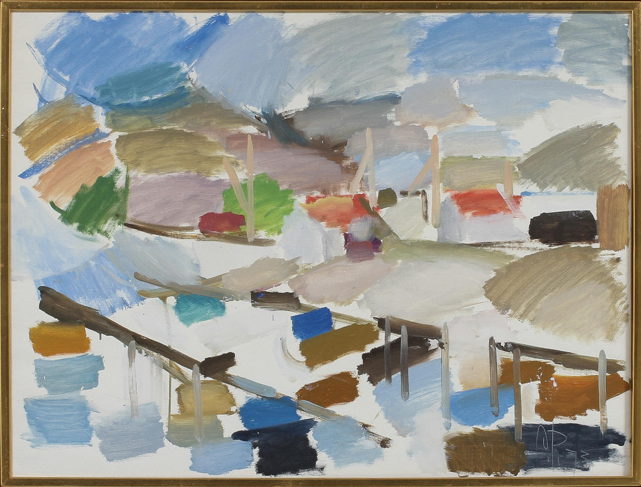 ORVAR PALM. Komposition, olja på duk, signerad och daterad 73.