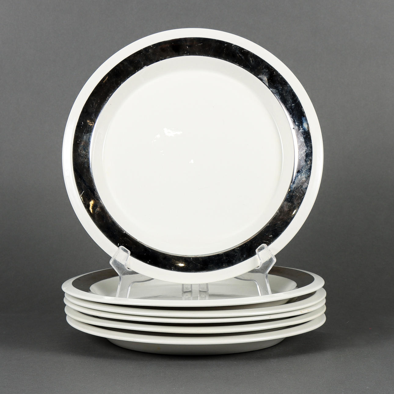 DINNER PLATES 6 pieces, Arabia, Platinum.