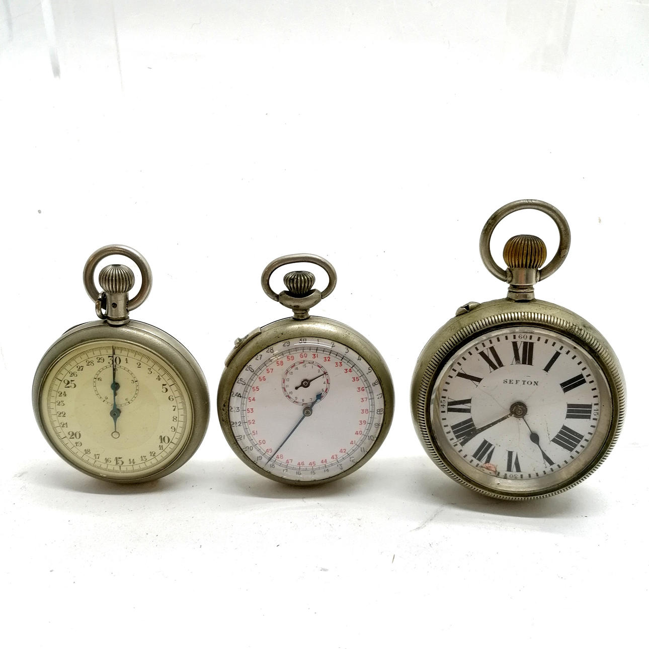 2 x c.WWII STOPWATCHES + POCKET WATCH.