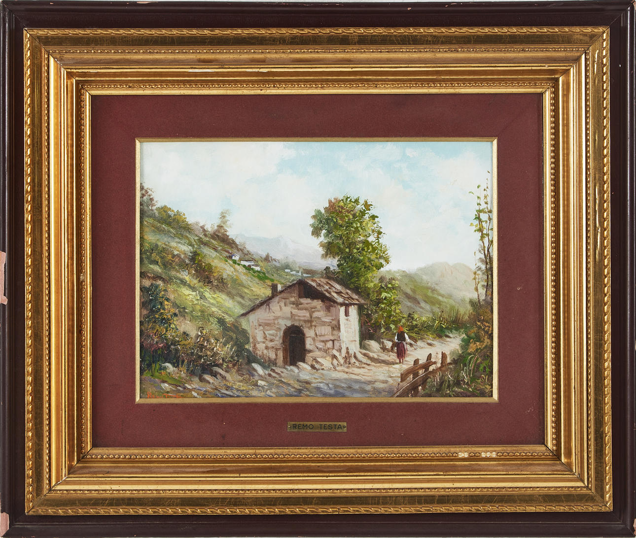 REMO TESTA. Italy, Landscape, oil on panel, signed.