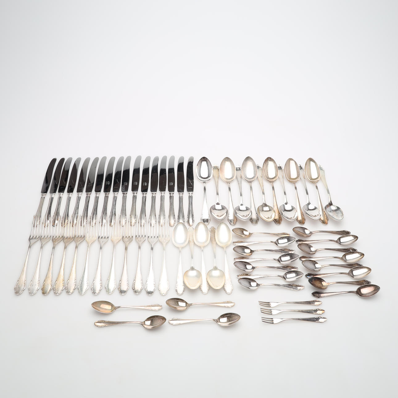 CUTLERY, 68 pieces, nickel silver.