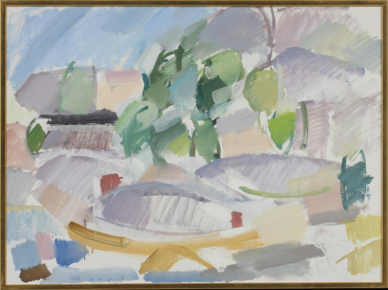 ORVAR PALM. Komposition, olja på duk, signerad och daterad 73.