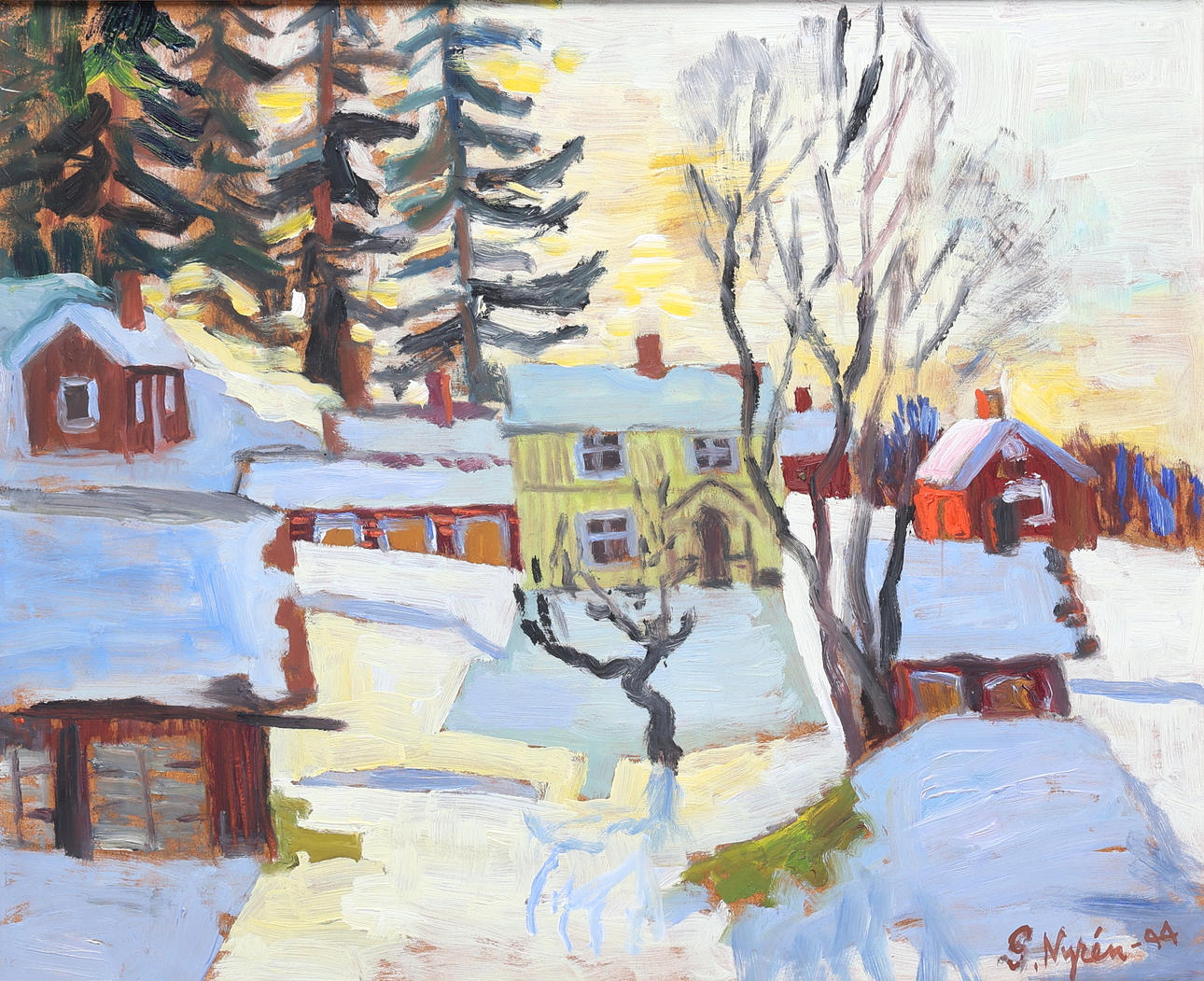 GÖSTA NYRÉN. Oil on panel, signed, dated 44.