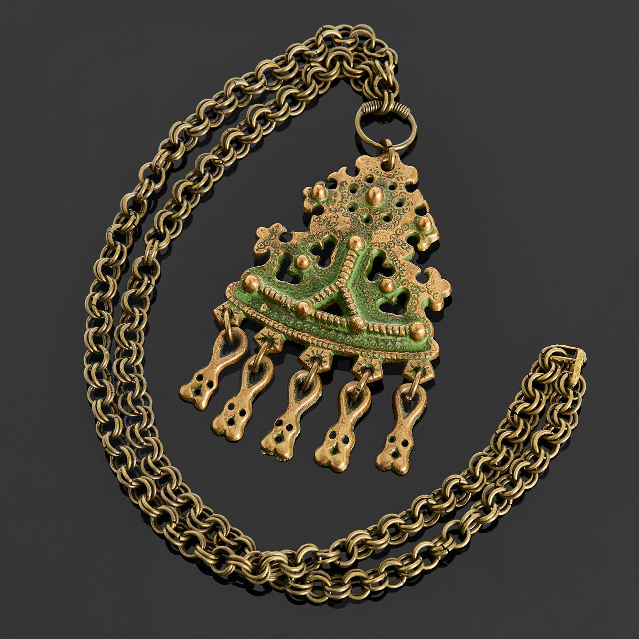 NECKLACE, bronze, openwork decor, Kalevala, Finland.