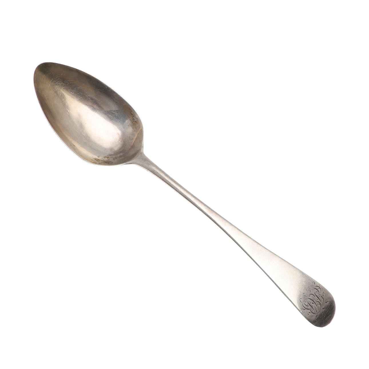 A GEORGE III SILVER TABLE SPOON.