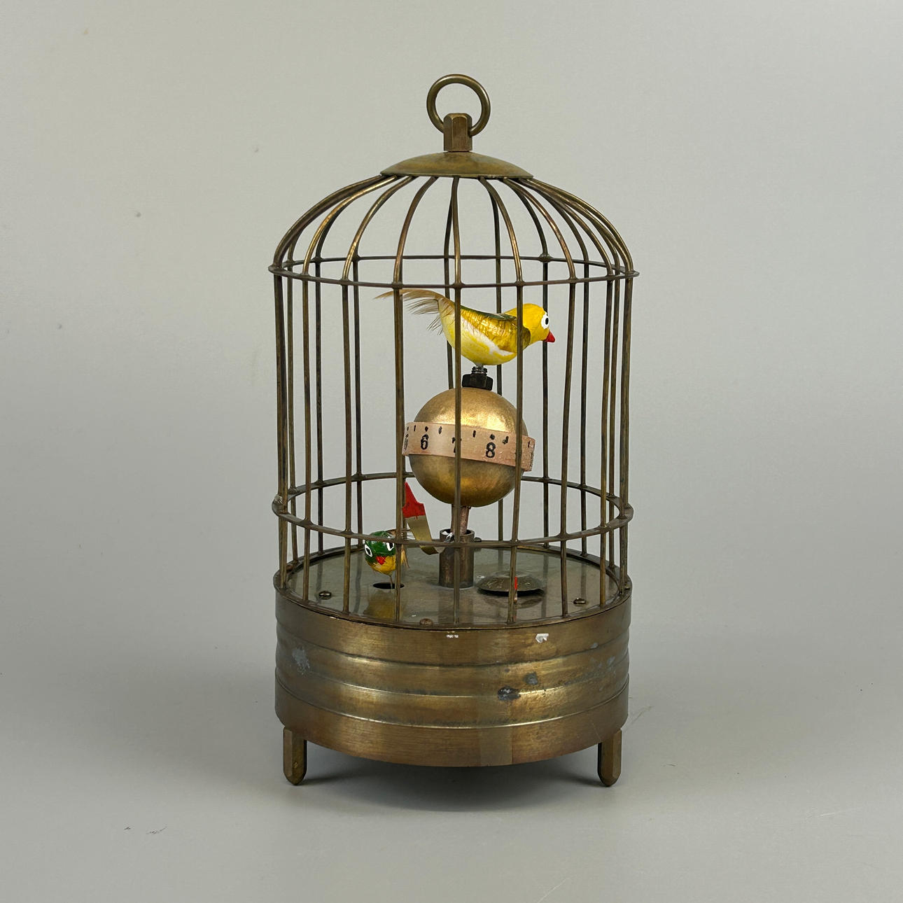NOVELTY BRASS BIRD CAGE CLOCK.