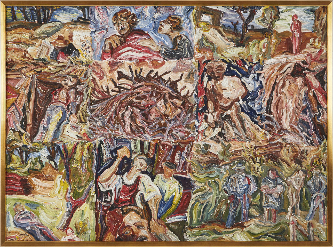 EVERT LINDFORS. Figure composition, oil on panel, signed Lindfors.