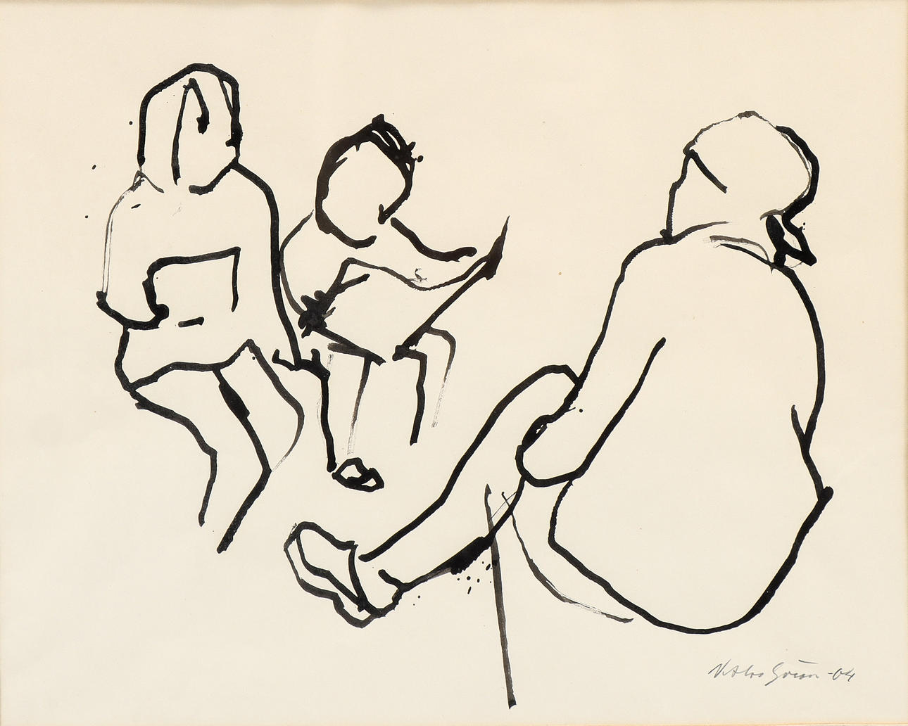 NIKLAS GÖRAN. Ink drawing, signed -64.