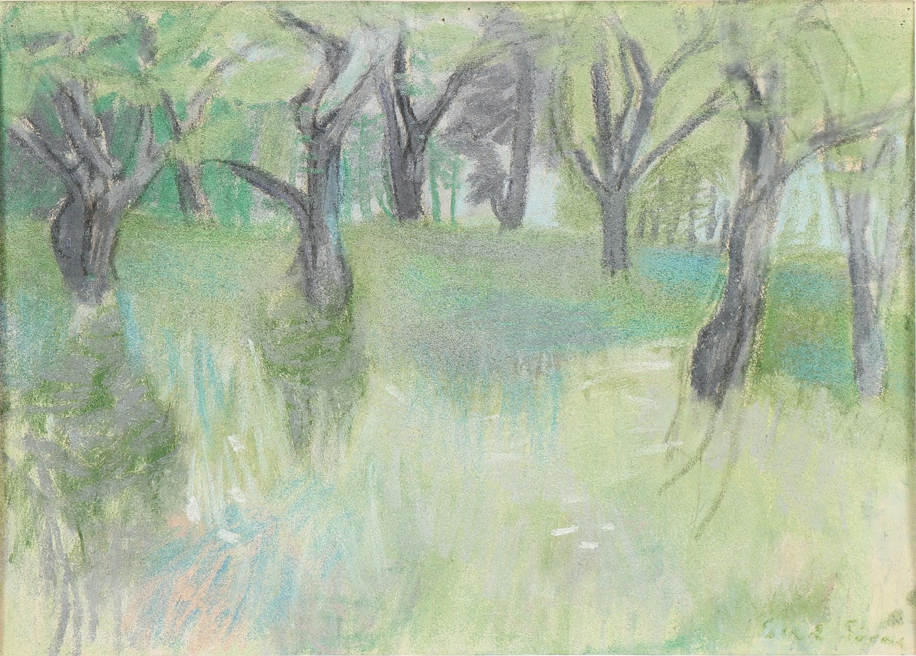 GERD GÖRAN. Pastel, signed.