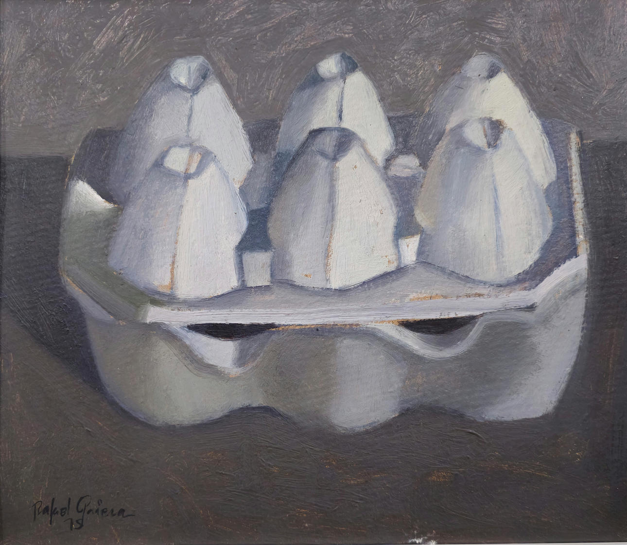 RAFAEL GRIERA. EGG CUPS. OIL ON CANVAS.