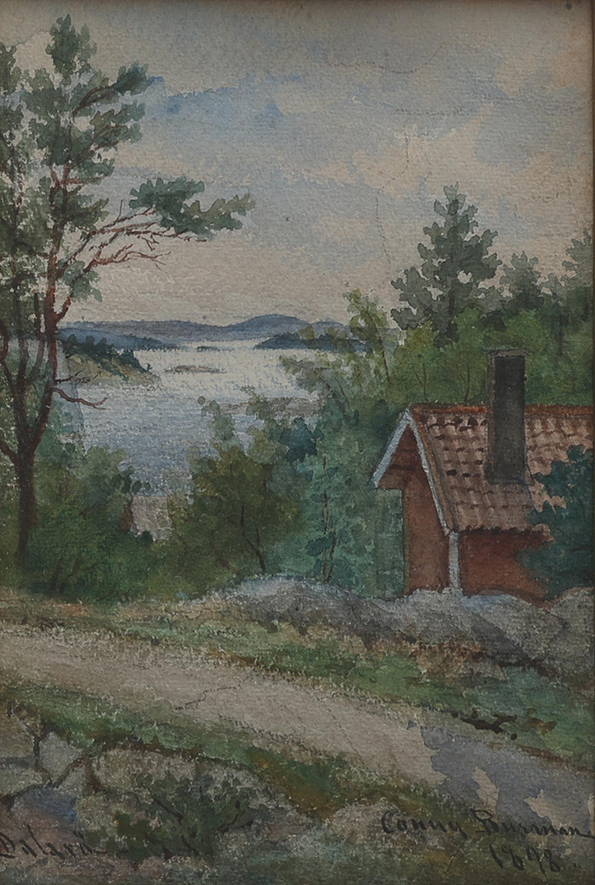CONNY BURMAN. DALARÖ, AKVARELL PÅ PAPPER.