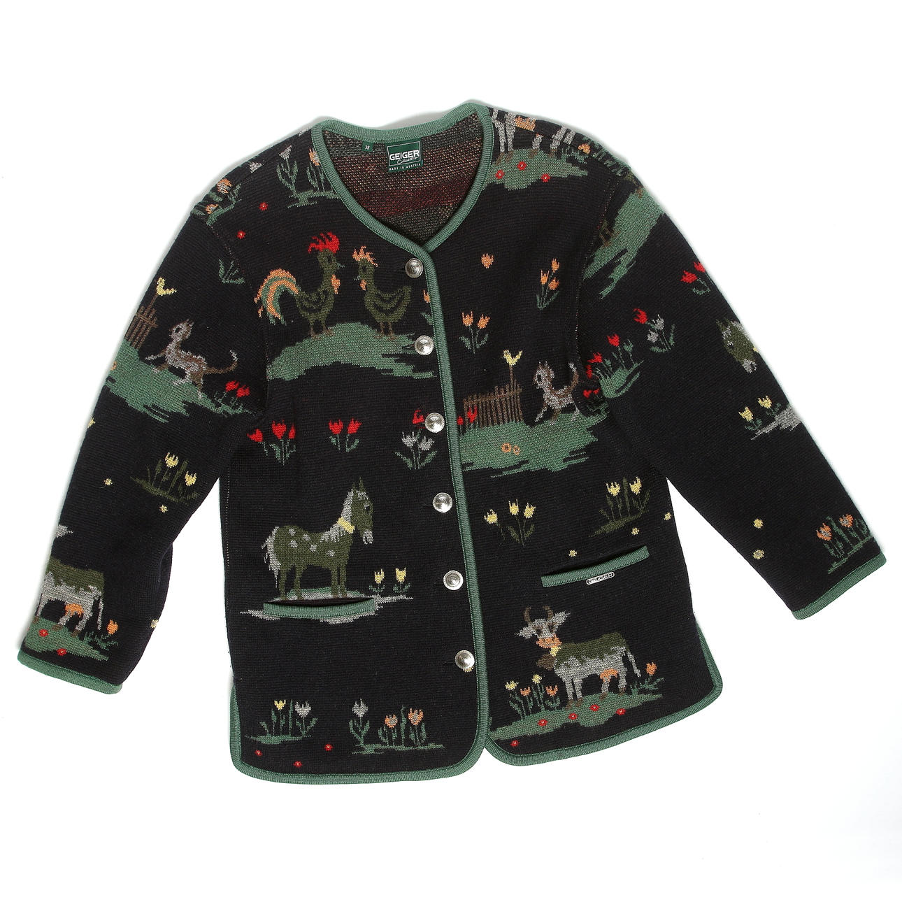 JACKA/KOFTA, Geiger, i mönsterstickad i ull.