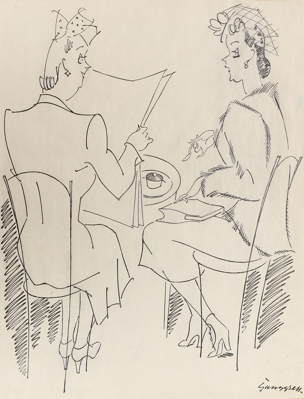 GUSTAF LJUNGGREN. Tuschteckningar, 7 st på papper.