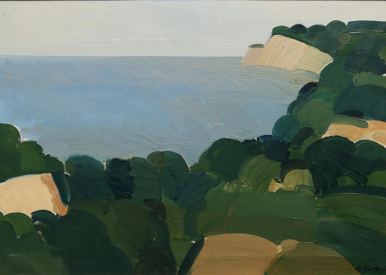 ERIC ELFVÉN. oil on canvas, signed. Coastal Landscape.