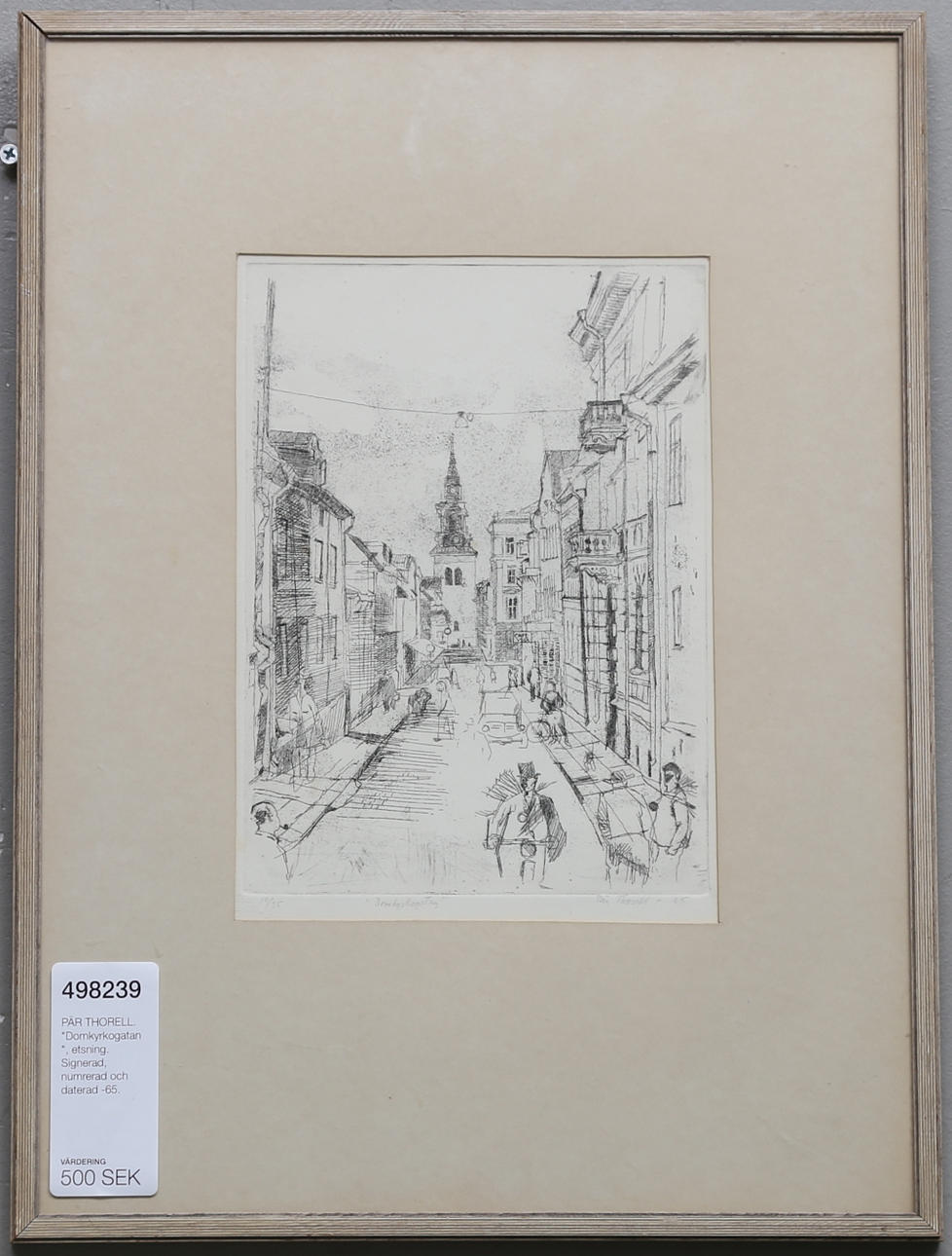 PÄR THORELL. "Domkyrkogatan", etsning. Signerad, numrerad och daterad -65.