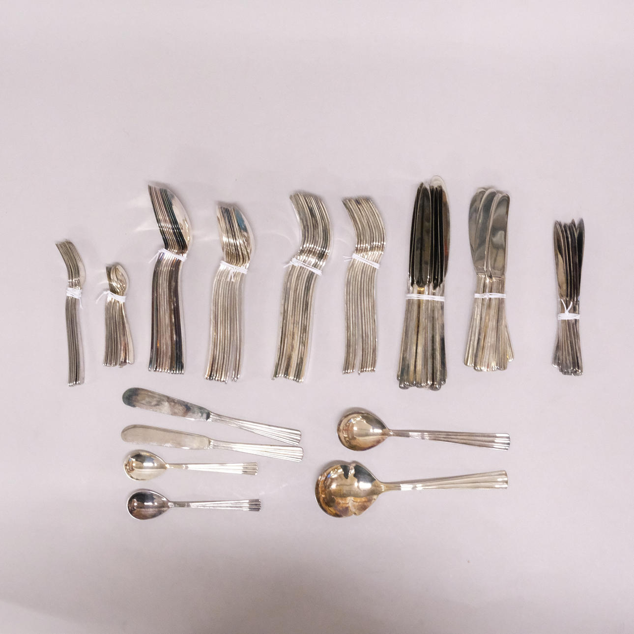 CUTLERY SET, NICKEL SILVER, 104 PIECES.