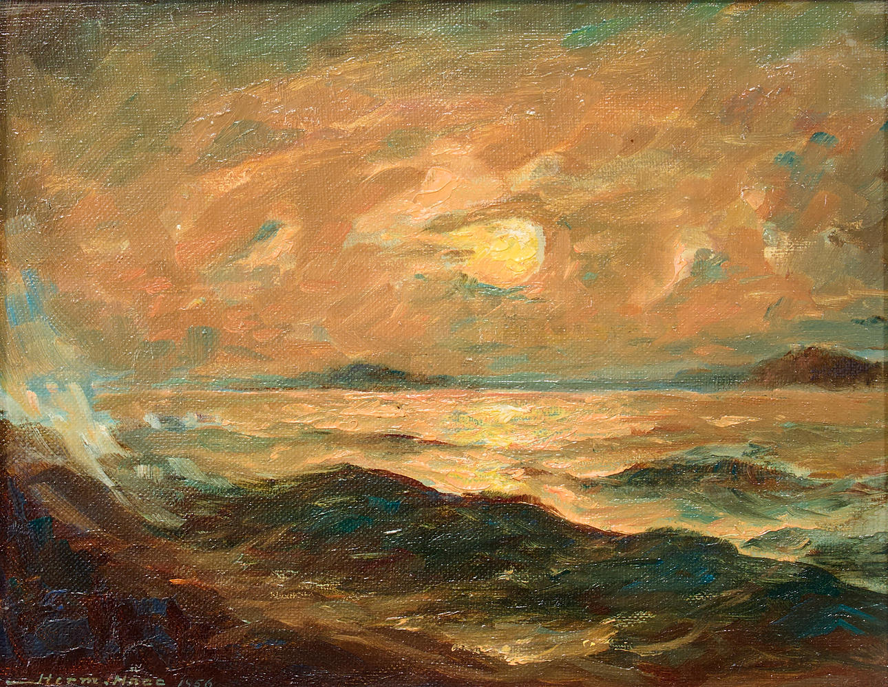 HERMAN HÄGG. Coastal scene at dusk.