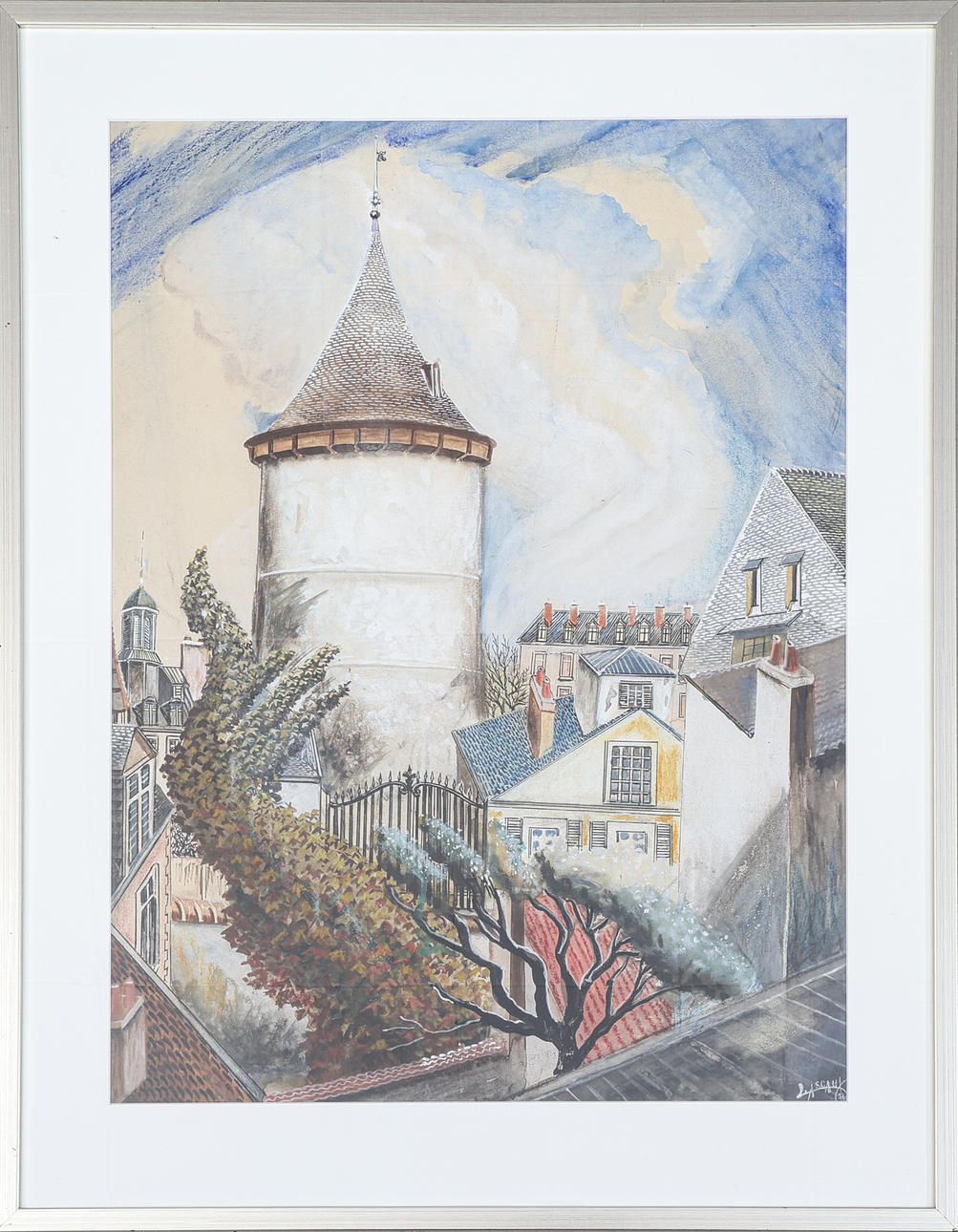 Mixed media, Rouen, France, signed, dated-86.