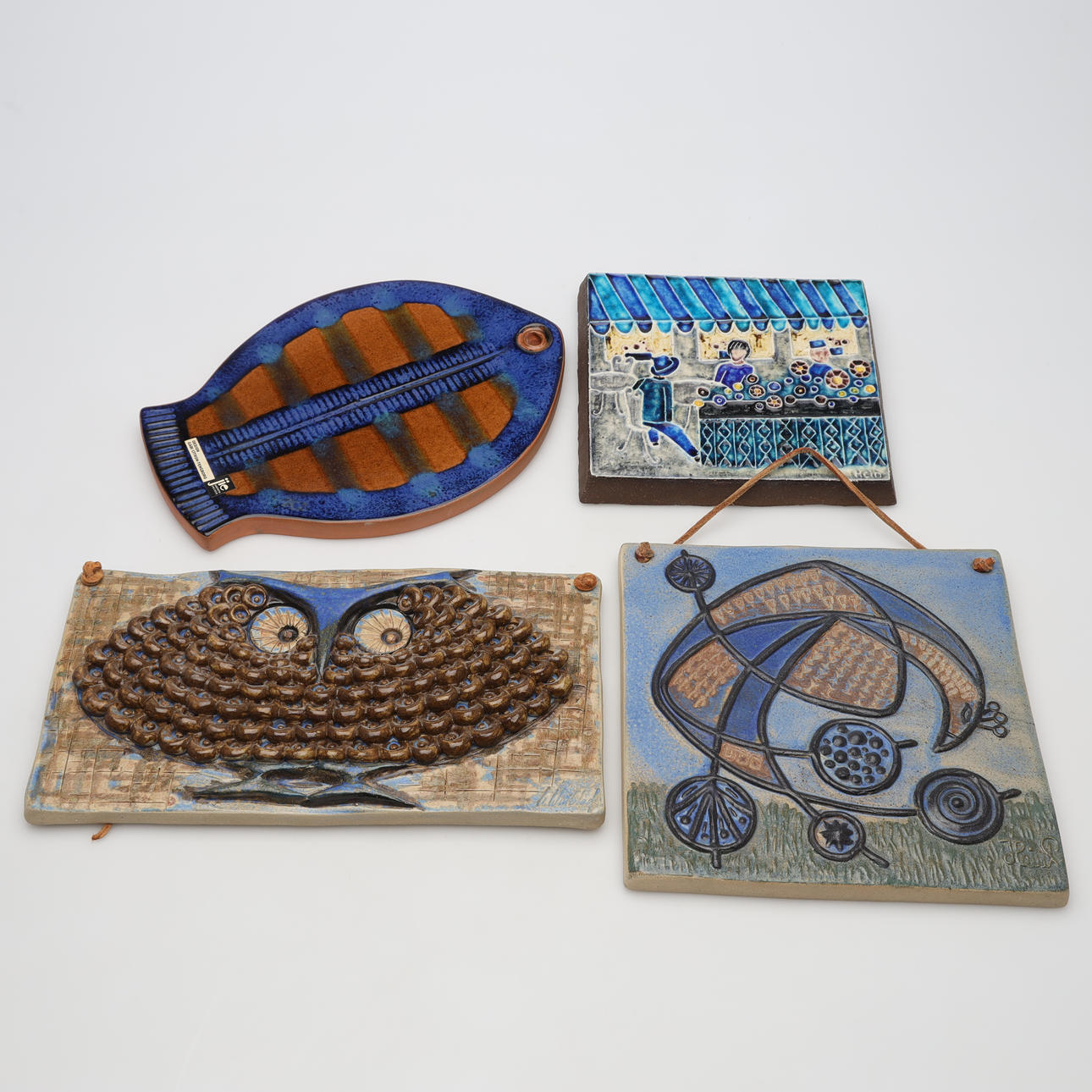 Wall relief, 4 pieces, ceramic.