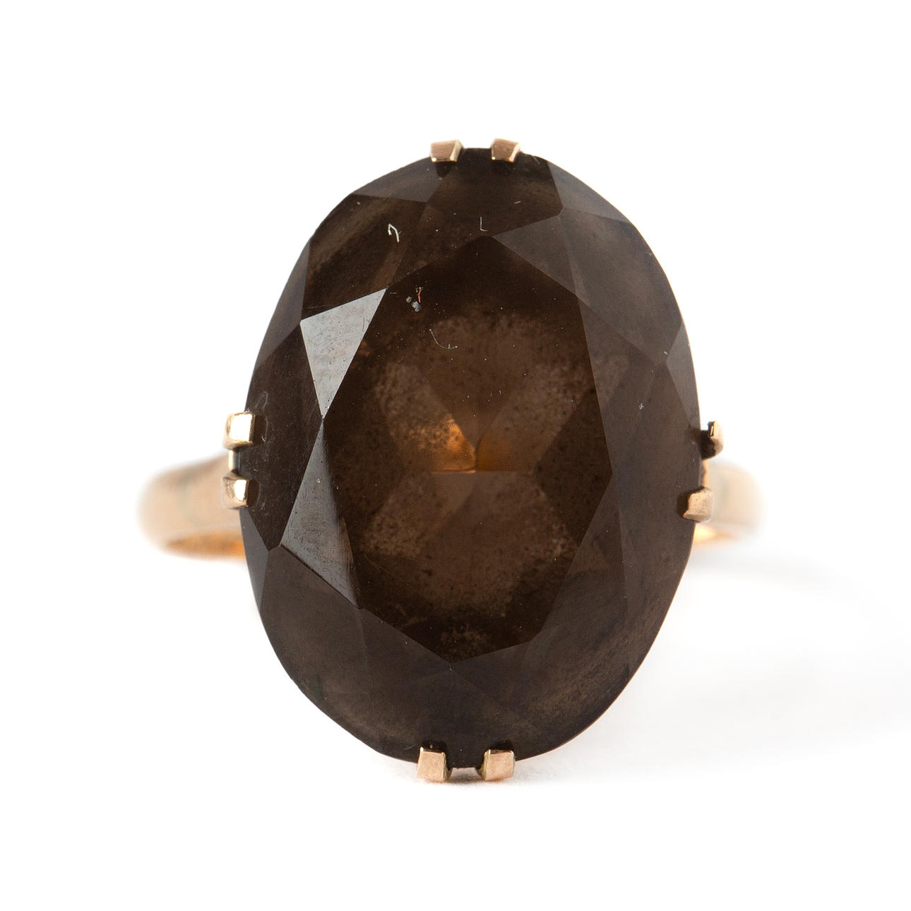 RING, 18k gold with faceted smoke quartz.