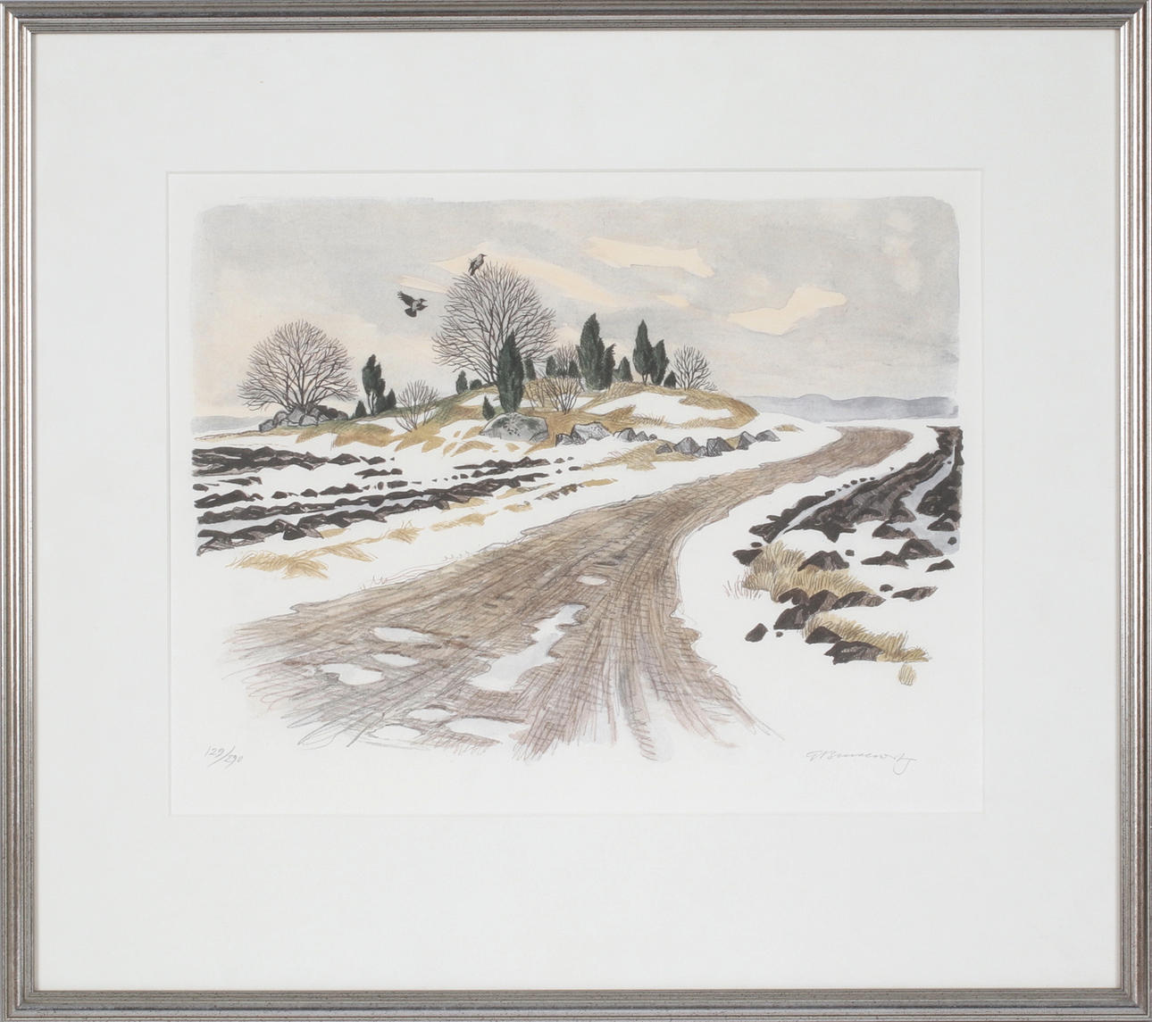 GUNNAR BRUSEWITZ. Road, lithograph, signed and numbered.