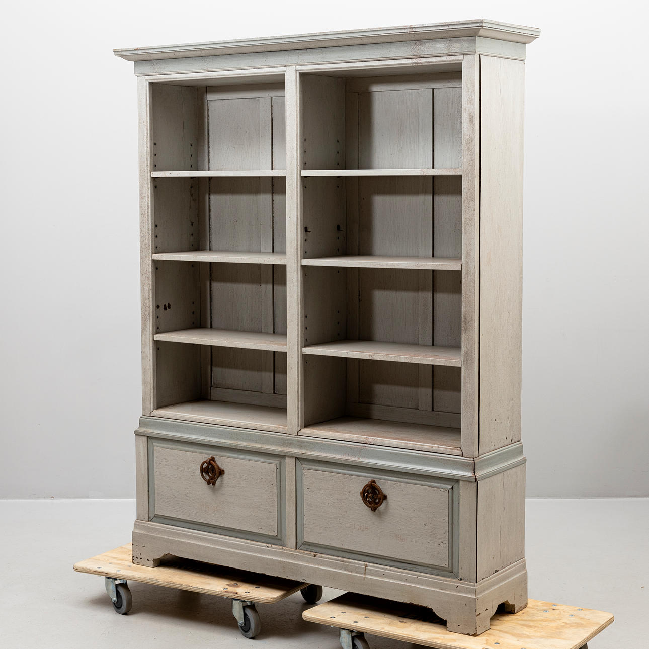 BOOKCASE, grey-painted, 20th century.