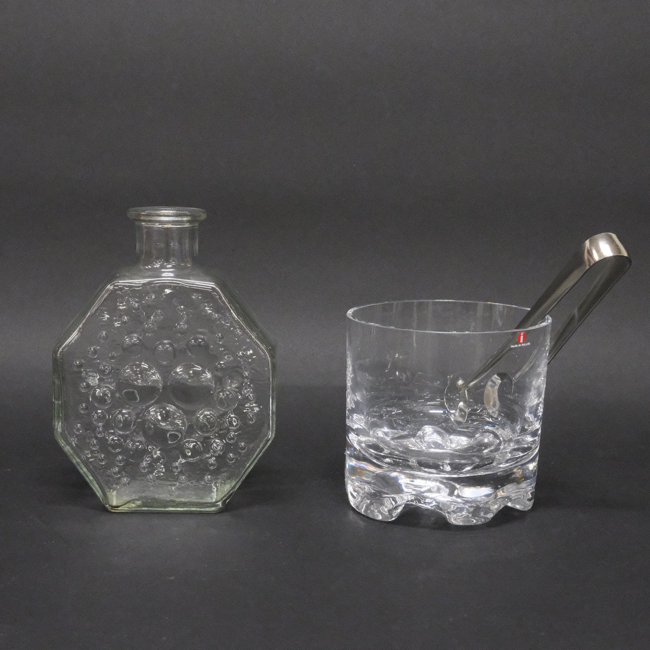 ICE BUCKET AND BOTTLE.