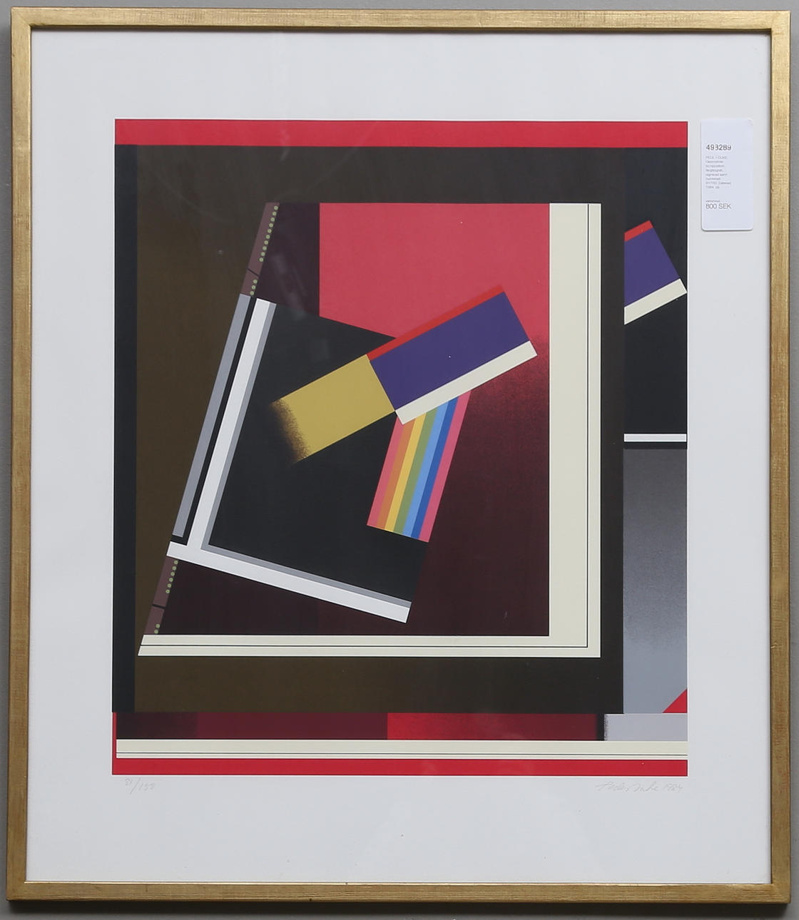 PEDER DUKE. Geometrisk komposition, färglitografi, signerad samt numrerad 81/150. Daterad 1984.