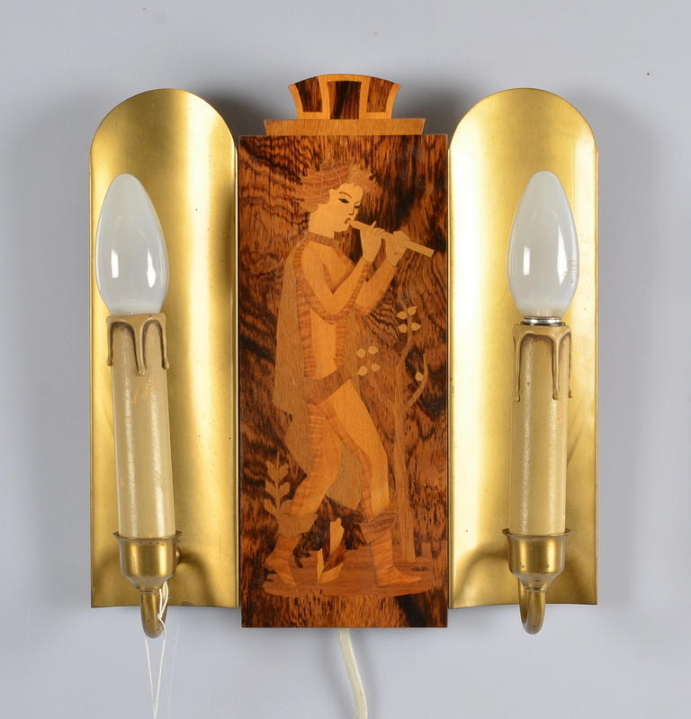 VÄGGLAMPETT, Art Deco, troligen Mjölby Intarsia.