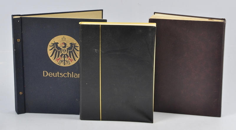 FRIMÄRKSALBUM, 3-stycken, mestadels Tyskland.