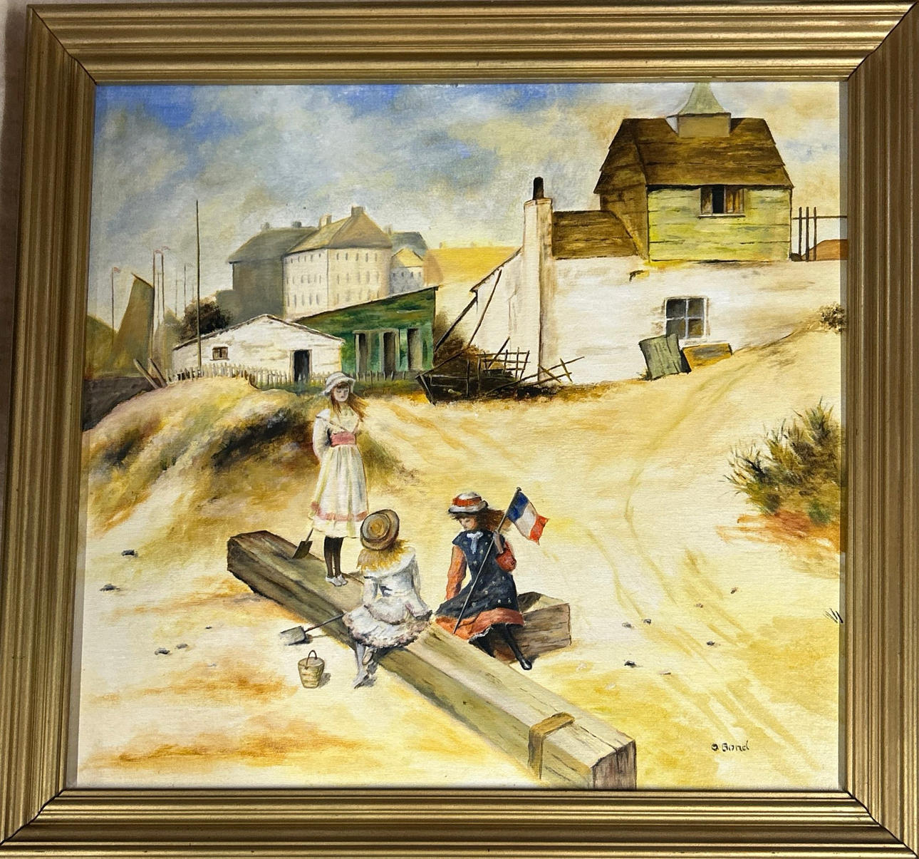 A FRAMED OIL ON BOARD.