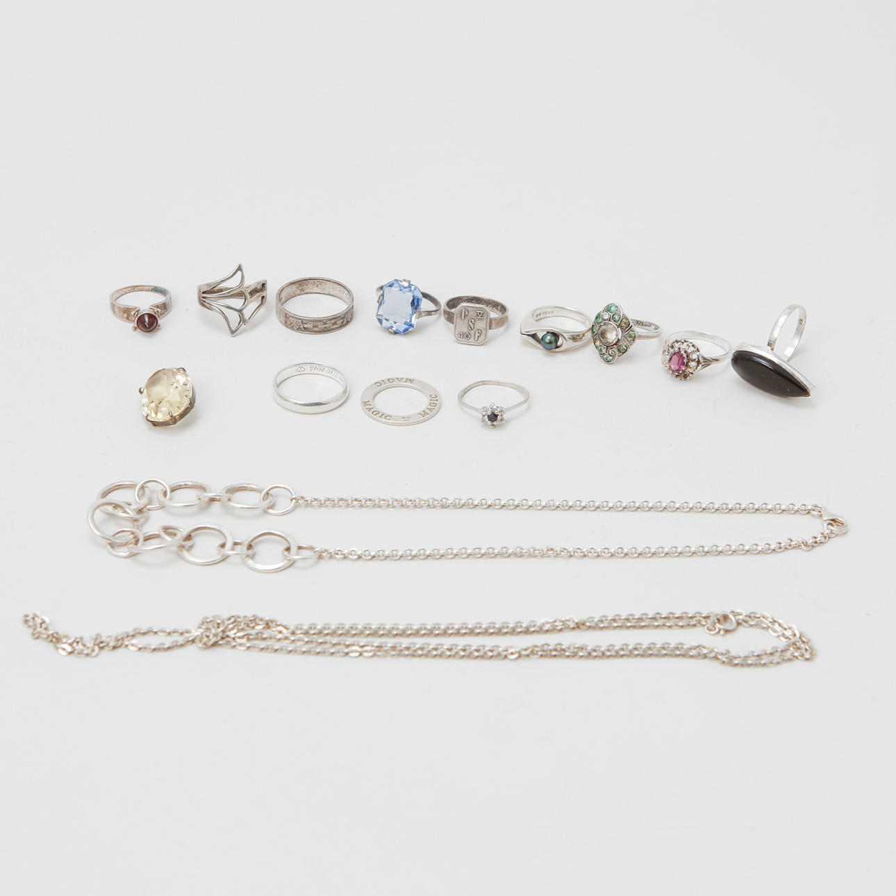 SILVER JEWELLERY, 15 pcs.