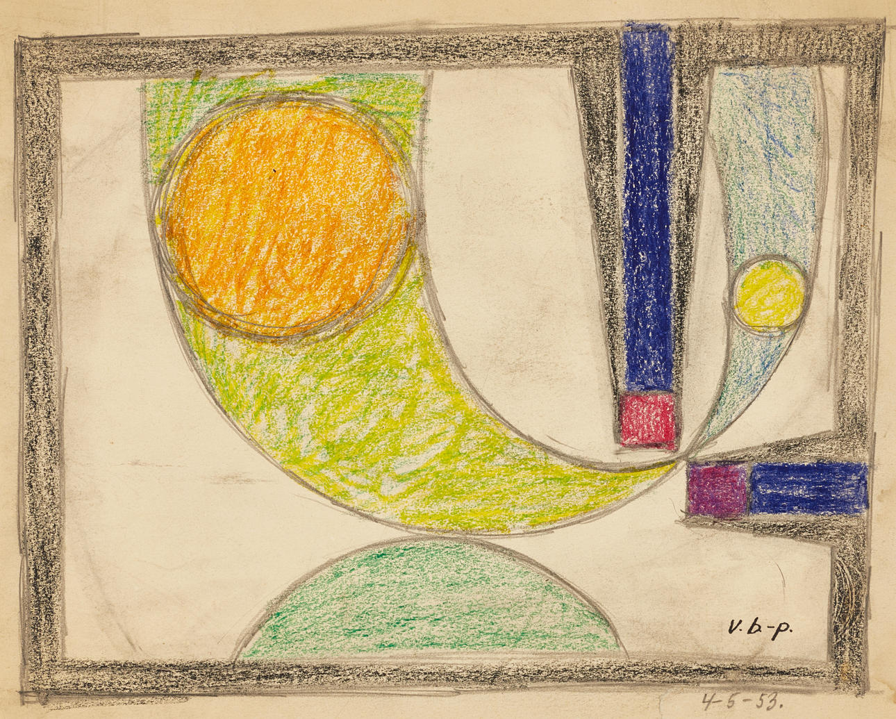 VILHELM BJERKE-PETERSEN. (Denmark/Sweden, 1909‑1957). “Form Study”, stamp signed, dated in pencil 4-5-53, chalk and pencil on paper.