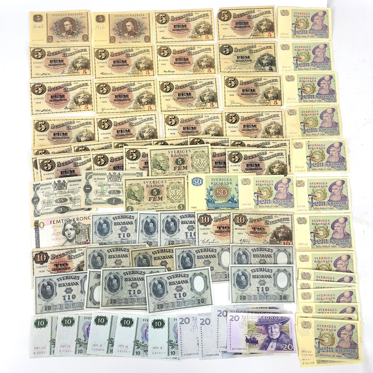 LOT BANKNOTES, 80 pcs, Sweden.